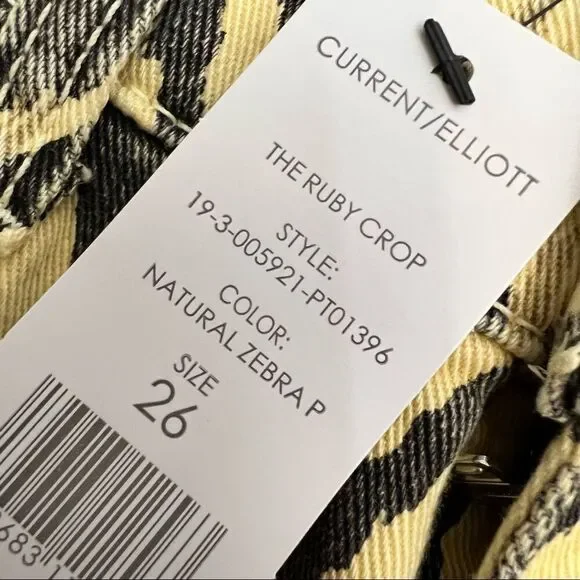 Current/Elliott The Ruby Crop Ankle Jeans in Natural Zebra